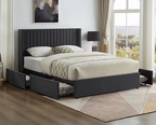 IFDC IF-5408 Grey Velvet Storage Platform Bed