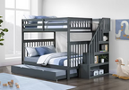 IF 1856 Grey Twin Over Double Bunk Bed with Storage