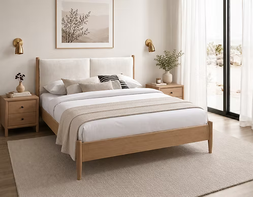 IFDC IF-5915 Beige/Wood Platform Bed