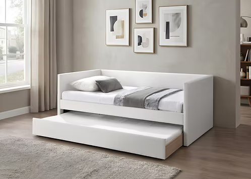 307 Creme Upholstered Daybed with Trundle