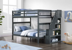 IF 1856 Grey Twin Over Double Bunk Bed with Storage