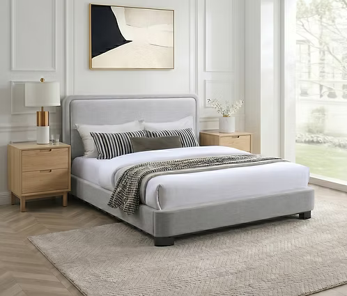 IFDC IF-5911 Grey Upholstered Platform Bed