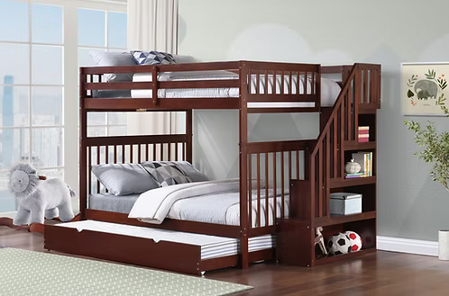 IF 1855 Espresso Double Over Double Bunk Bed with Storage