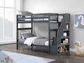 1846 Grey Twin Over Twin Bunk Bed with Storage