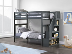 1846 Grey Twin Over Twin Bunk Bed with Storage