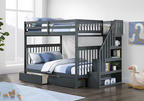 IF 1856 Grey Twin Over Double Bunk Bed with Storage