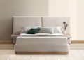 IFDC IF-5927 Ivory Upholstered Platform Bed with Floating Nightstands – Queen or King