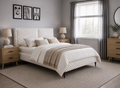 IFDC IF-5920 Cream Upholstered Platform Bed