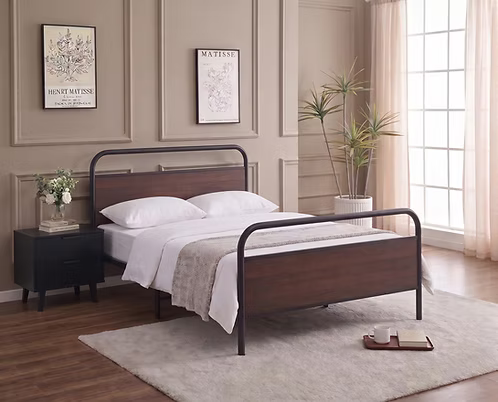 IFDC IF-5255 Wood and Steel Platform Bed