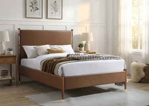 IFDC IF-5125 Cognac PU Leather Platform Bed