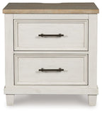 Shaybrock - Two Drawer Night Stand - Antique White / Brown