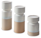 Hurston - Candle Holder Set (Set of 3) - Ivory / Brown