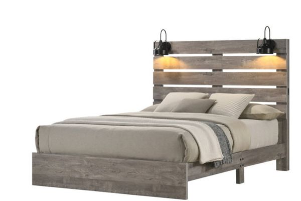 Charlotte Modern Farmhouse Bedroom Set with LED Lights & USB Ports
