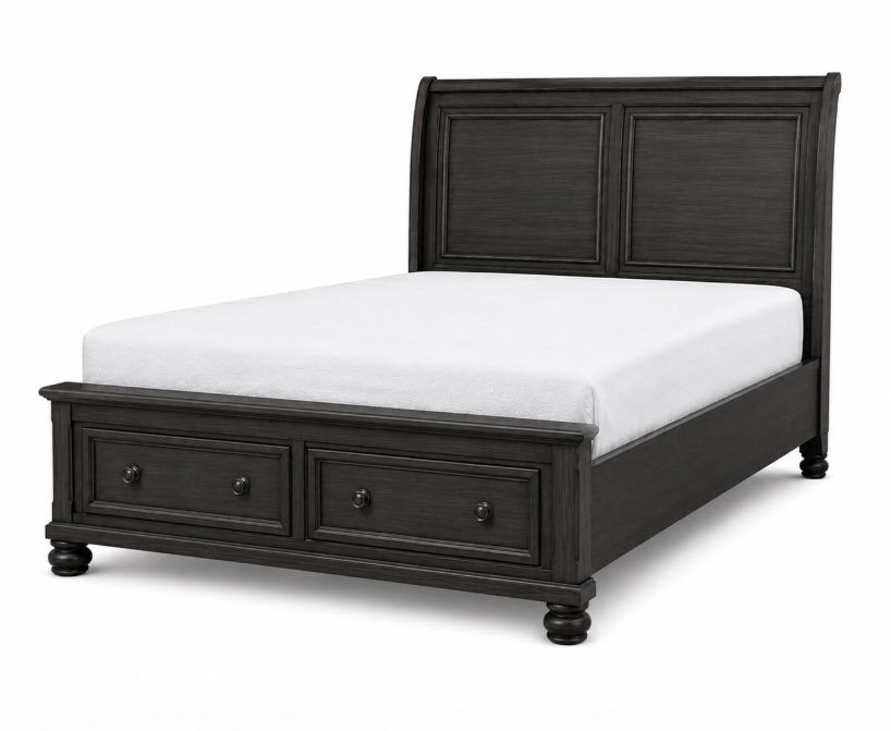 Dark Grey Sleigh Storage Bedroom Set