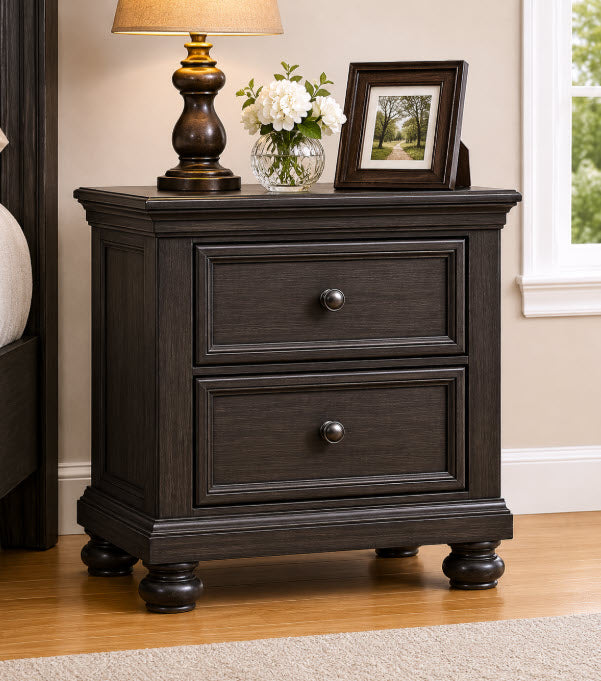 Dark Grey Sleigh Storage Bedroom Set