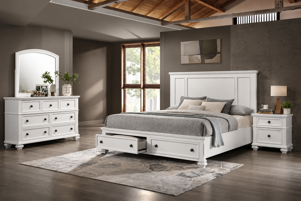 Global Furniture White Storage Bedroom Set