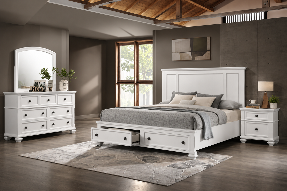 Global Furniture White Storage Bedroom Set
