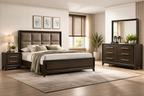 Global Espresso Upholstered Panel Bedroom Set – Queen or King