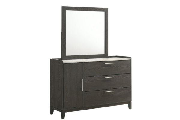 Global Furniture HD101 Dark Grey Bedroom Set with Faux Marble Tops – Single, Double or Queen