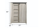 B1811 Heritage White-Wash Queen Storage Bedroom Set with LED & USB Headboard