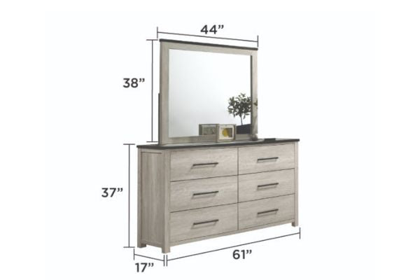 B1811 Heritage White-Wash Queen Storage Bedroom Set with LED & USB Headboard