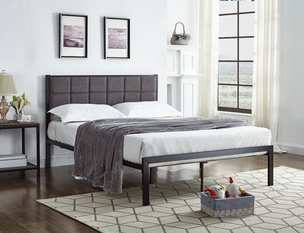 IF105B Single Fabric & Metal Platform Bed