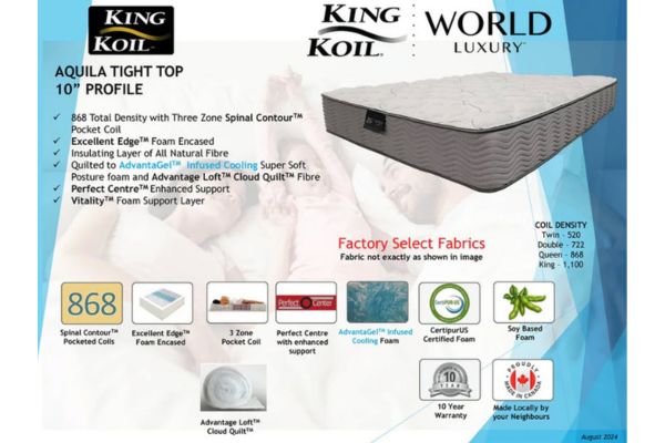 King Koil 10" Aquila Medium Firm Mattress