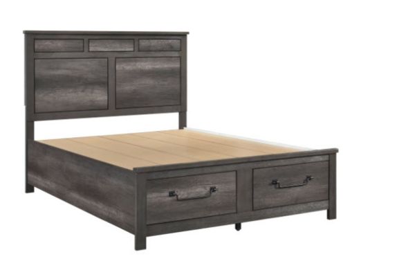 Lenior 1342 Distressed Grey Storage Bedroom Set – Queen or King Platform Bed