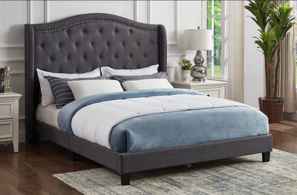 T2173 Upholstered Platform Bed Grey