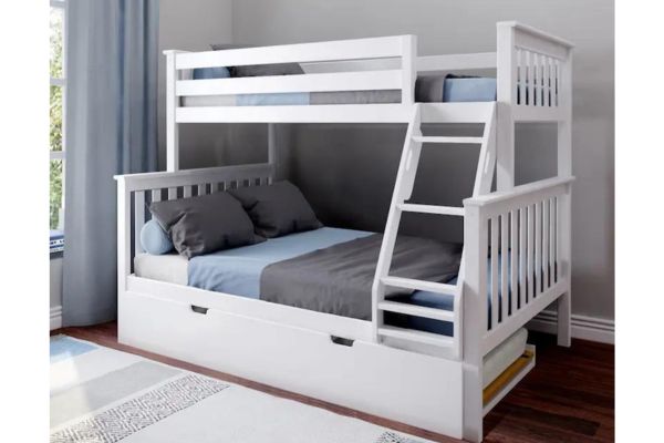 Single Over Double Convertible Solid Pine Bunk Bed – White, Slate or Grey