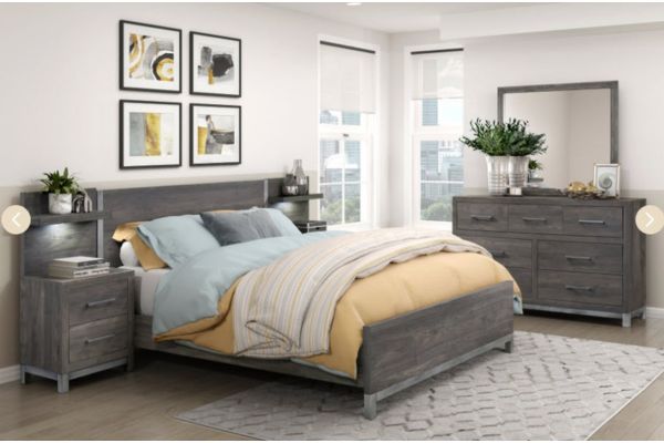 Piered Modern Bedroom Set with Optional LED Panels – Queen or King