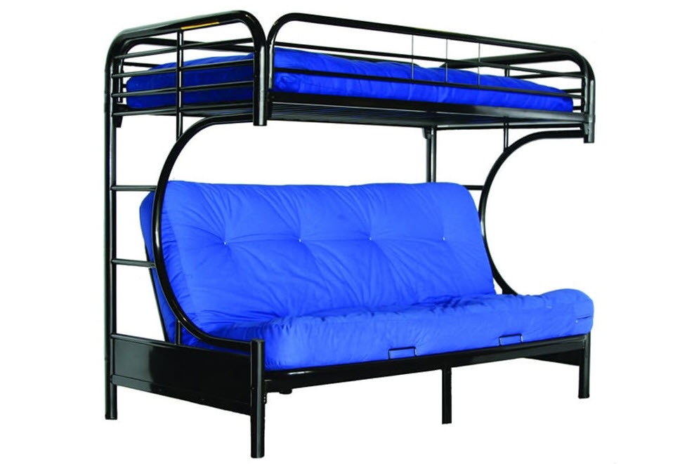 Single Futon Metal Bunk Bed Bedroom, Bunk Bed With Couch At Bottom
