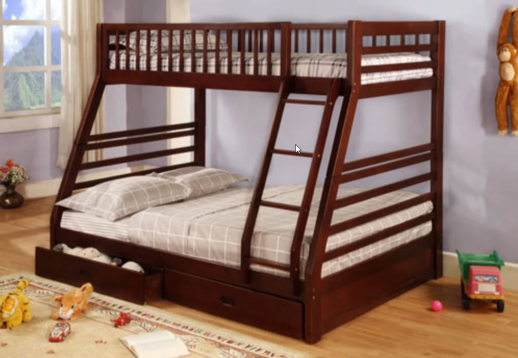 Single Double Wood Bunk Bed With, Cherry Bunk Bed Set