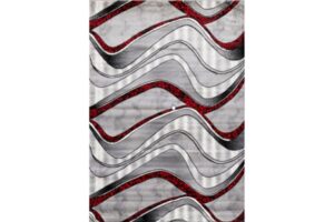 Bristol Red & Grey Wave Area Rug