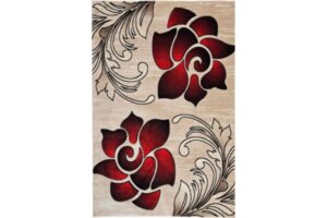 Bristol Red & Cream Flower Area Rug