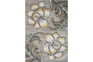 Bristol Grey & Gold Flower Area Rug