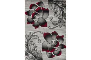 Bristol Grey & Red Flower Area Rug