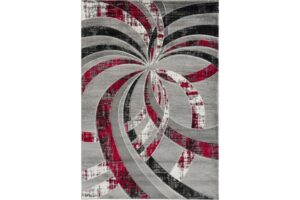 Bristol Grey & Red Swirl Area Rug