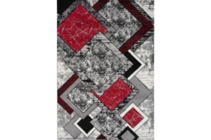 Bristol Grey & Red Square Area Rug
