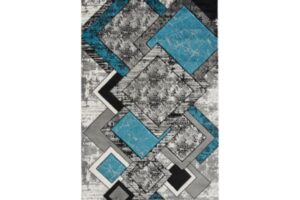 Bristol Grey & Turquoise Square Area Rug