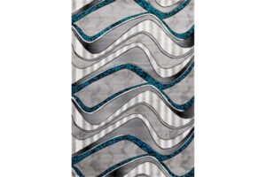 Bristol Grey & Turquoise Wave Area Rug