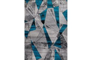 Bristol Grey & Turquoise Diamond Area Rug