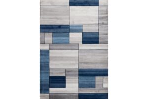 Bristol Grey, Navy & Turquoise Rectangular Area Rug