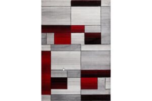 Bristol Grey & Navy & Red Rectangular Area Rug