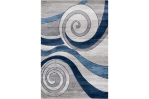 Bristol Grey & Navy & Turquoise Top Area Rug