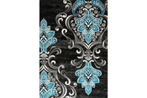 IBIZA CARVING 5025 BLACK TURQUOISE Area Rug