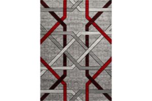 IBIZA CARVING 5033 GREY RED Area Rug