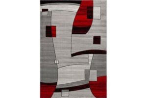 IBIZA CARVING 5059 GREY RED Area Rug
