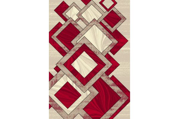 IBIZA CARVING 5029 CREAM RED Area Rug