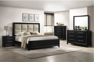 Global Furniture Black Upholstered Panal Suite